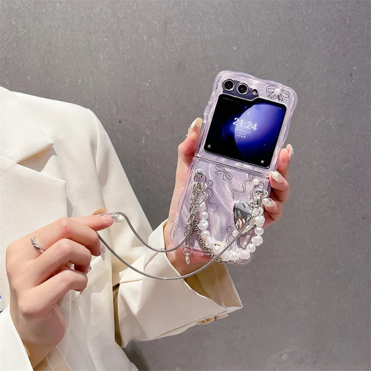 Cute Pearl Bow Case for Samsung Galaxy Z Flip 7 & 6