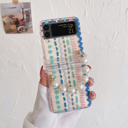 Transparent Case with Pearl Bracelet for Samsung Galaxy Z Flip Series