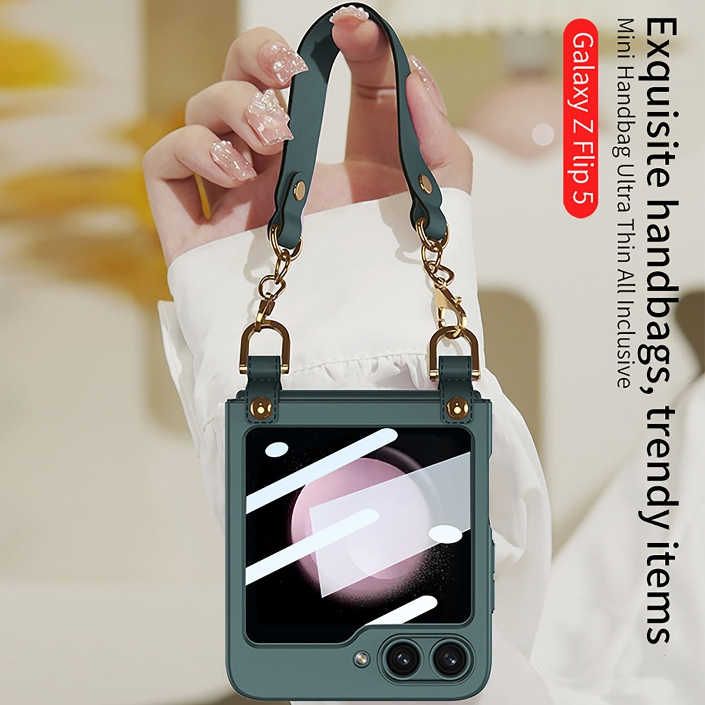 Electroplating Wrist Strap Case for Samsung Galaxy Z Flip Series