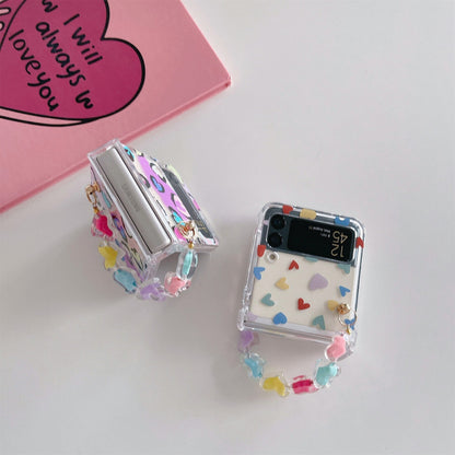 Cute Flower Bracelet Chain Heart Case for Samsung Galaxy Z Flip Series