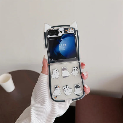 Cute Halloween Cat Ghost Case for Samsung Galaxy Z Flip 4/5/6/7