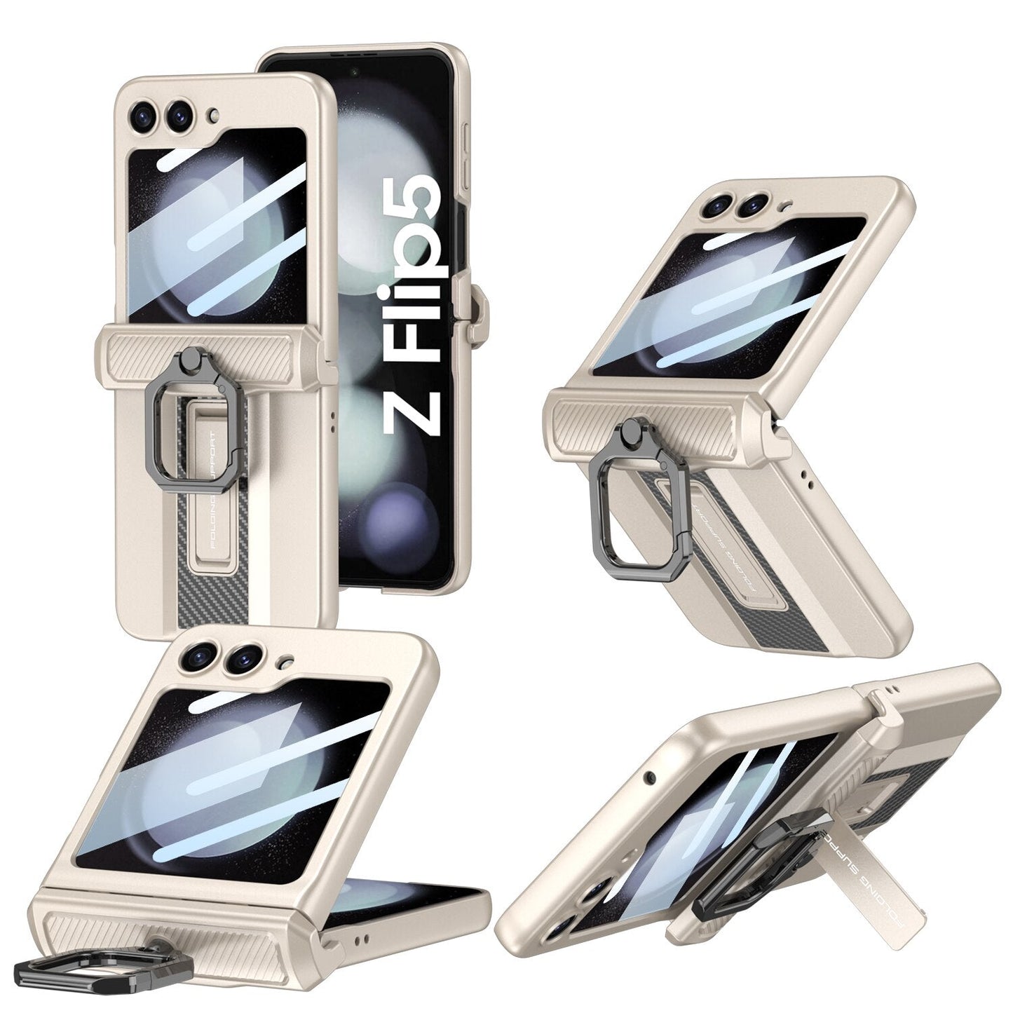 Armor Case with Ring Holder & Magnetic Hinge Protective For Samsung Galaxy Z Flip Series