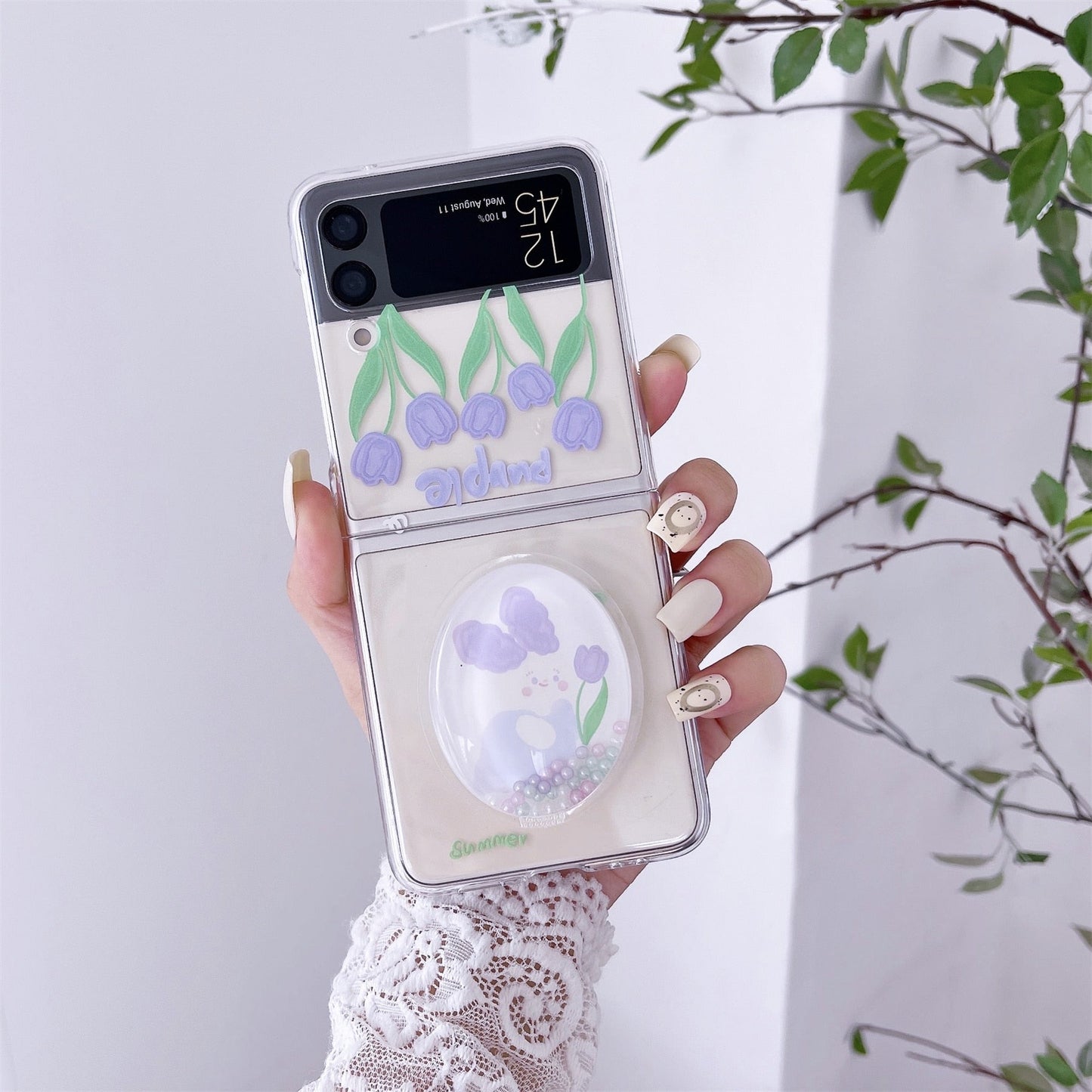 Cute Purple Tulip Case for Samsung Galaxy Z Flip 4