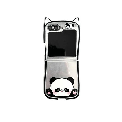 Cute Panda Cat Ears Phone Case for Samsung Galaxy Z Flip 4/5/6/7