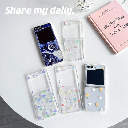 Cartoon Floral Moon Star Case for Samsung Galaxy Z Flip 4/5/6/7