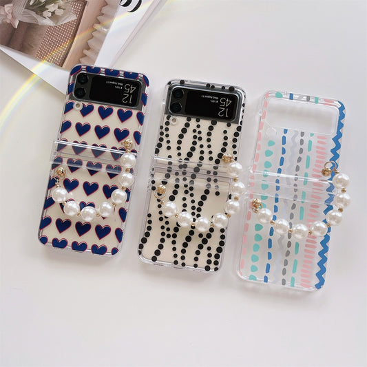 Transparent Case with Pearl Bracelet for Samsung Galaxy Z Flip Series