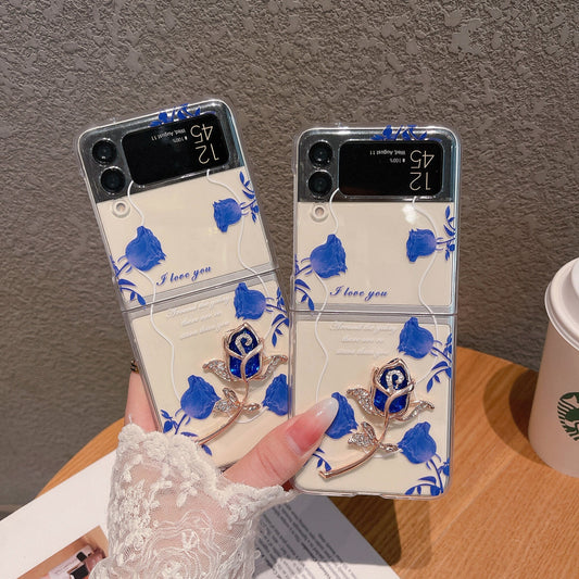 Painted 3D Blue Rose Case for Samsung Galaxy Z Flip