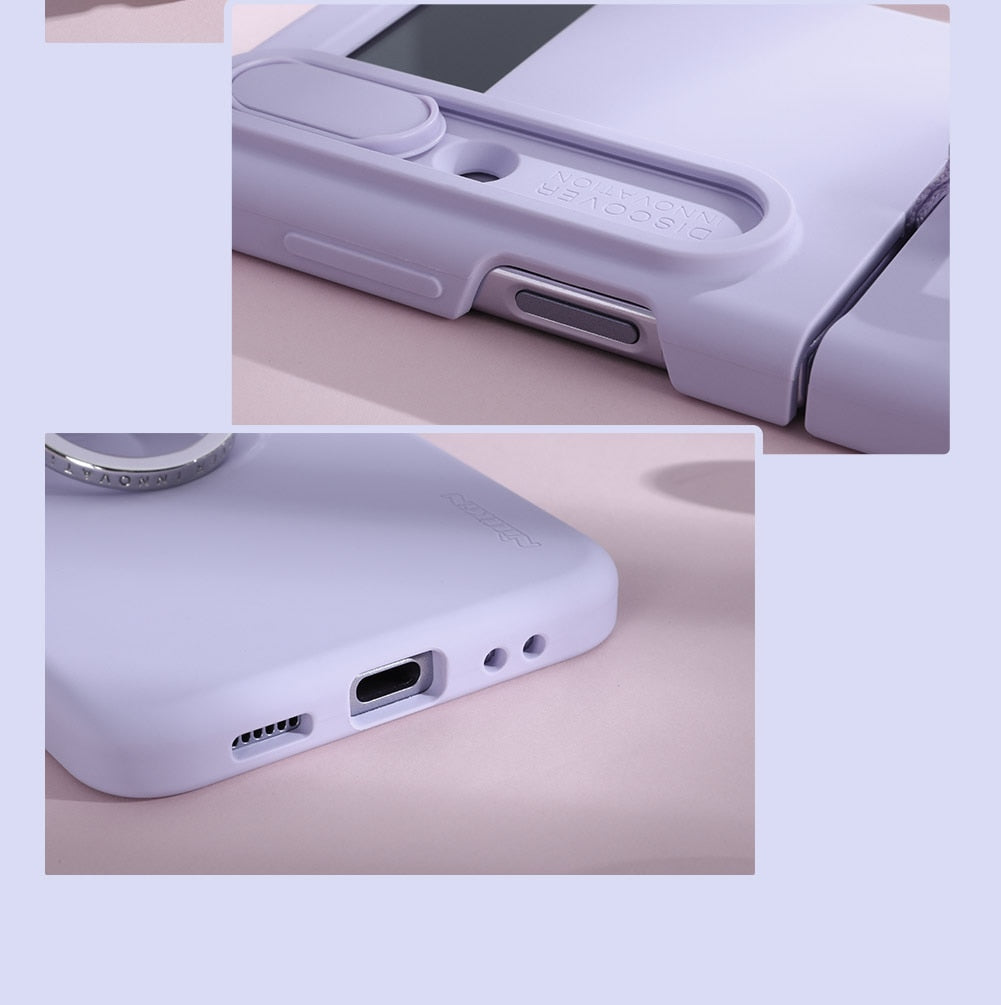 Silky Liquid Silicone Case For Galaxy Z Flip 4 Slide Camera Protection