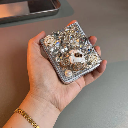 Bling Diamond Flower Bear Case for Samsung Galaxy Z Flip 4/5/6/7