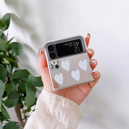 Luxury White Heart Mirror Case for Samsung Galaxy Z Flip Series