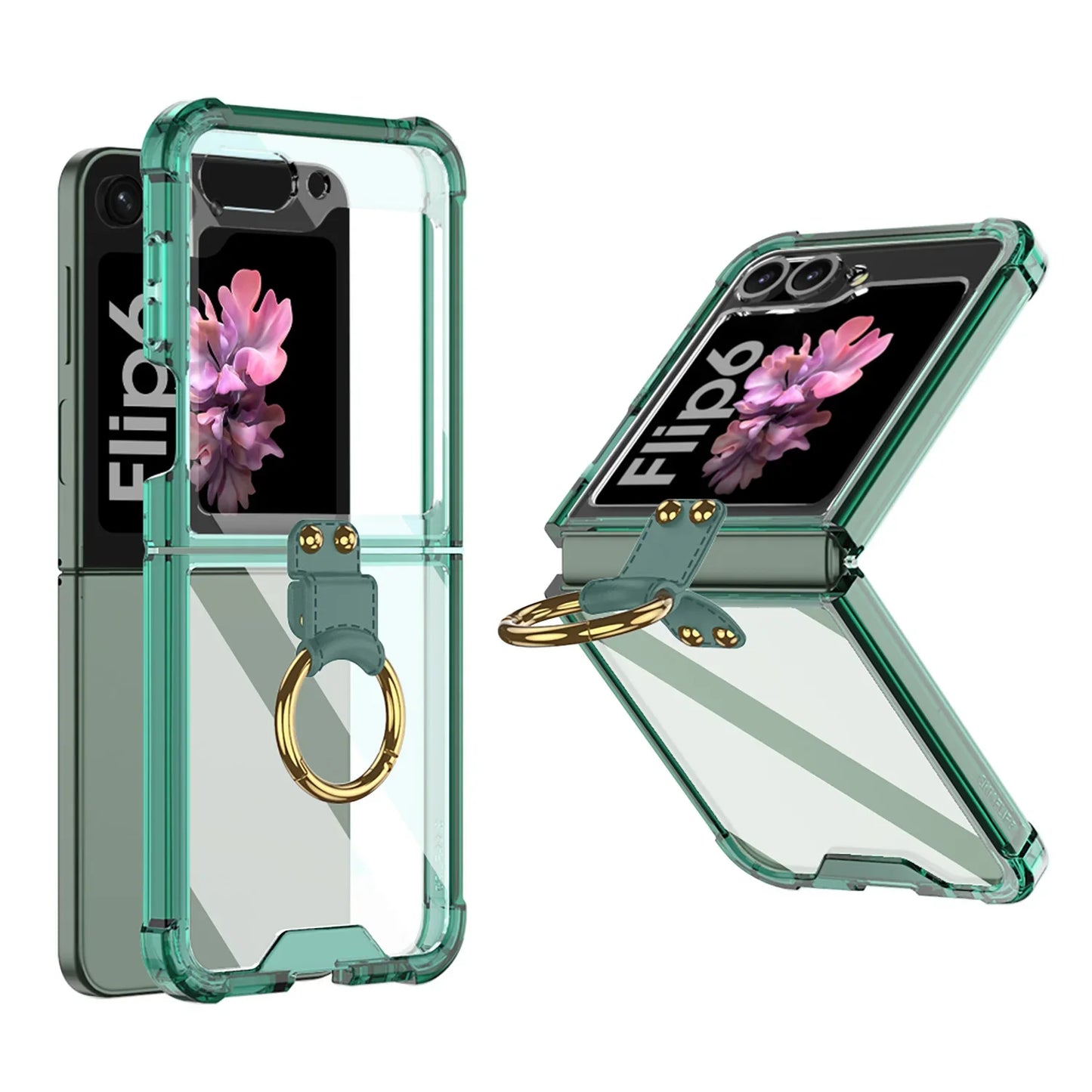 Transparent Shockproof Case with Ring Holder for Samsung Galaxy Z Flip Series