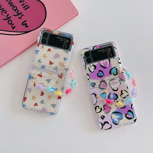 Cute Flower Bracelet Chain Heart Case for Samsung Galaxy Z Flip Series