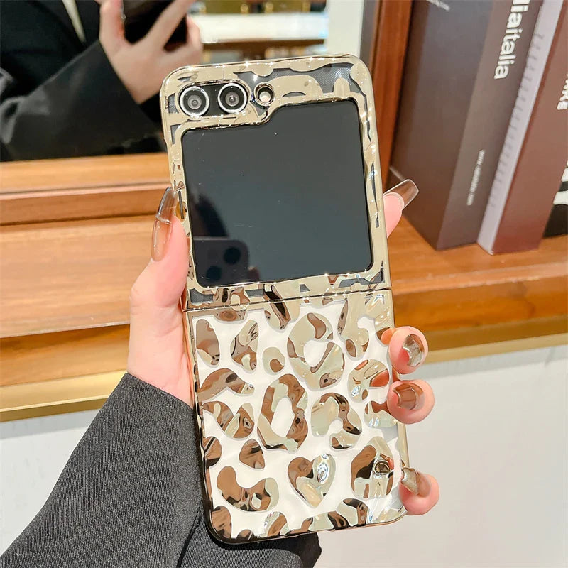 Luxury Leopard Print Phone Case for Samsung Galaxy Z Flip 4/5/6/7