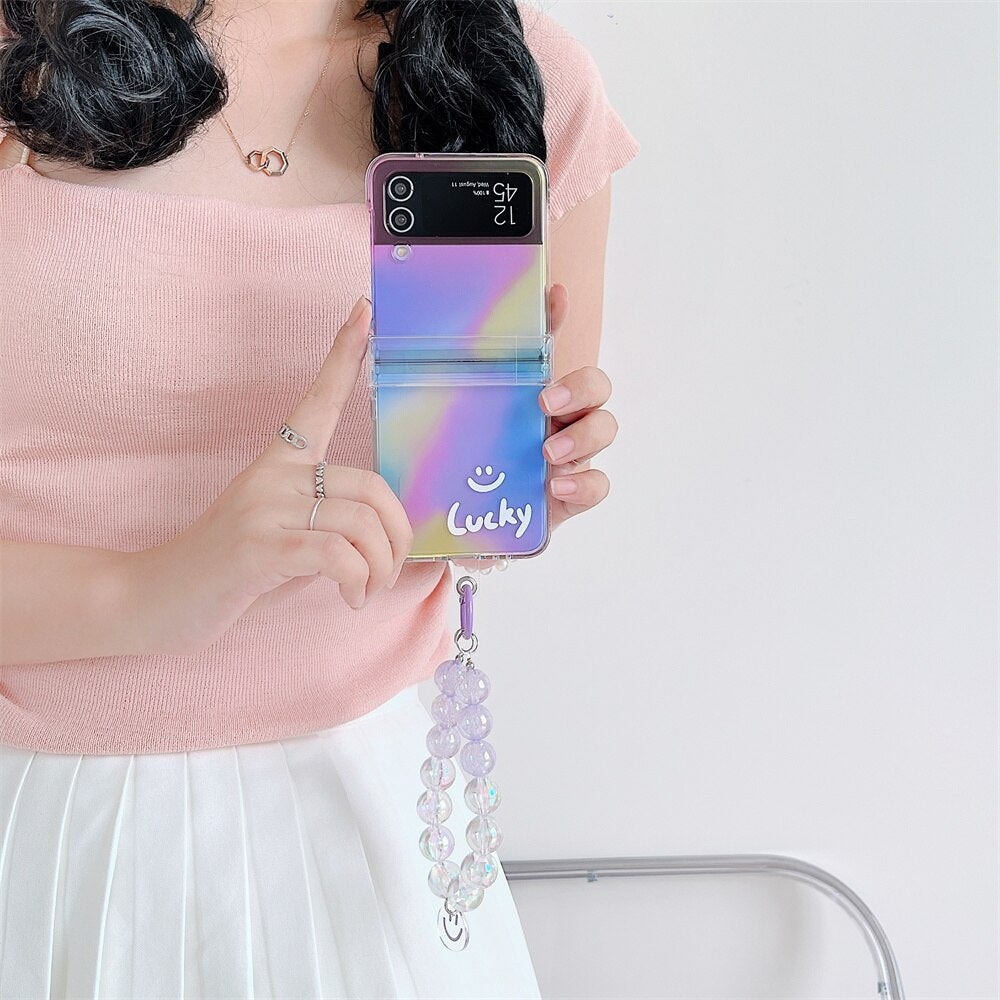 Happy Smile Clear Case  with Bracelet For Samsung Galaxy Z Flip