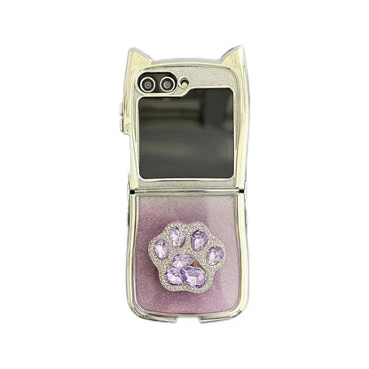 Cute Cat Ear Paw Case For Z Flip