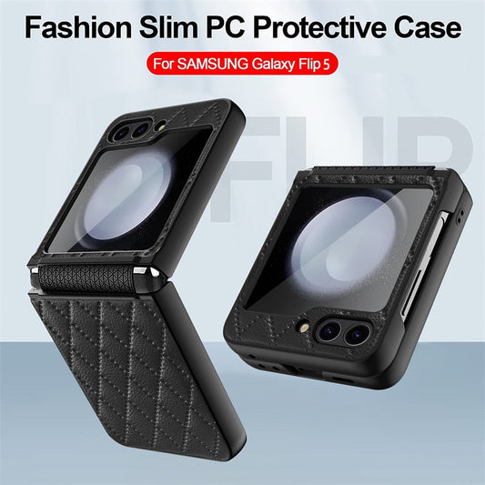 Leather Case With Lens Film Protected For Samsung Galaxy Z Flip Series