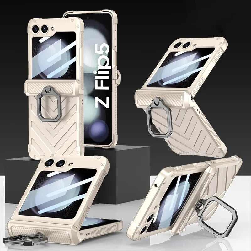 Magnetic Shockproof Case with Ring Holder For Galaxy Z Flip
