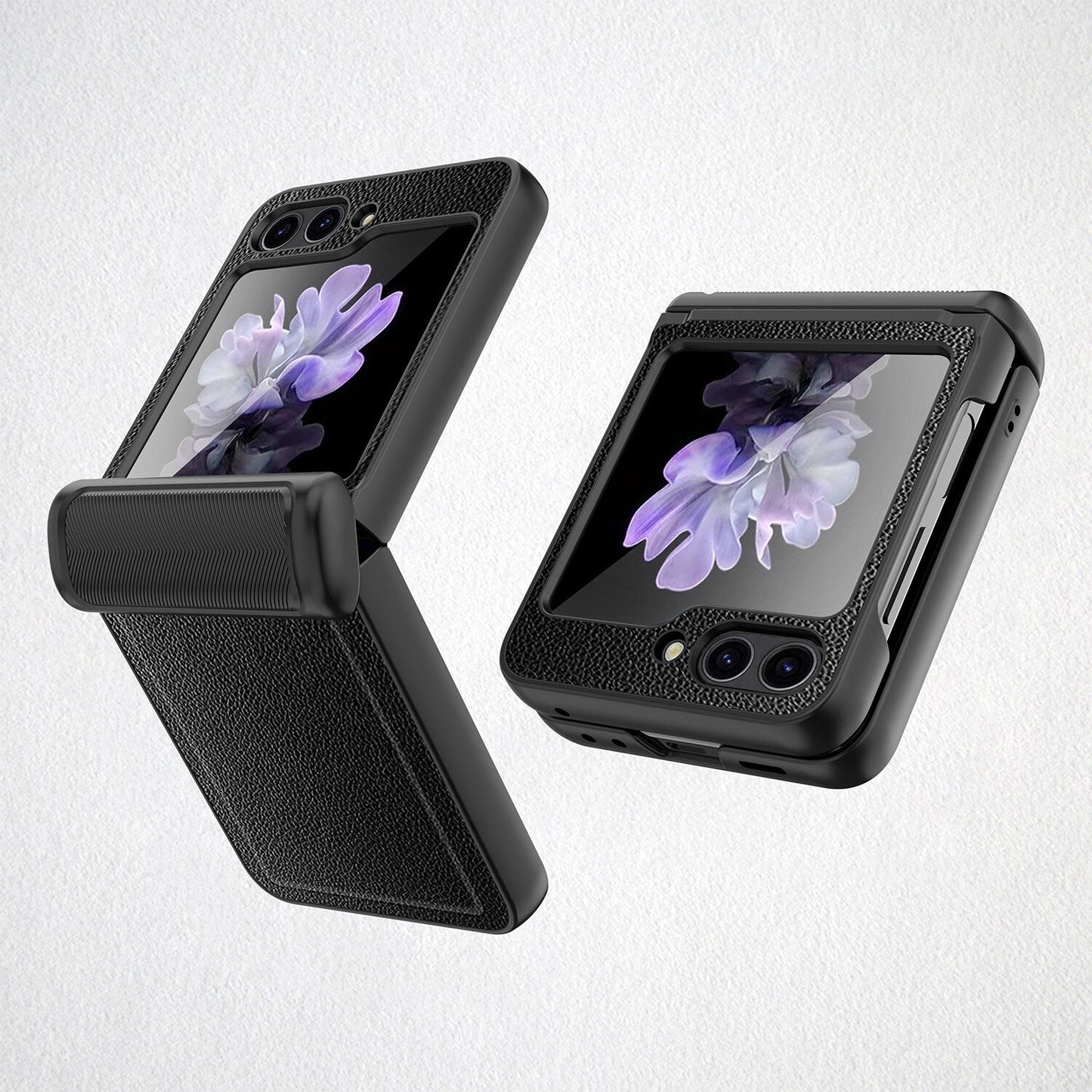 Leather Shockproof Cover with Front Screen Glass For Samsung Galaxy Z Flip