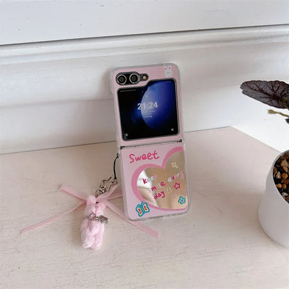 Love Heart Rabbit Mirror Case for Samsung Galaxy Z Flip 7 & 6