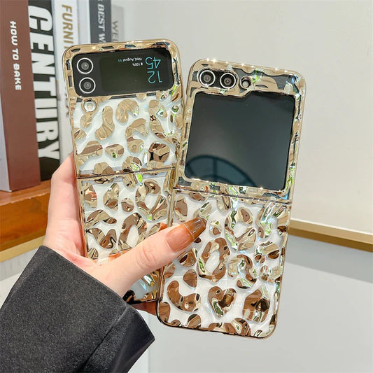 Luxury Leopard Print Phone Case for Samsung Galaxy Z Flip 4/5/6/7