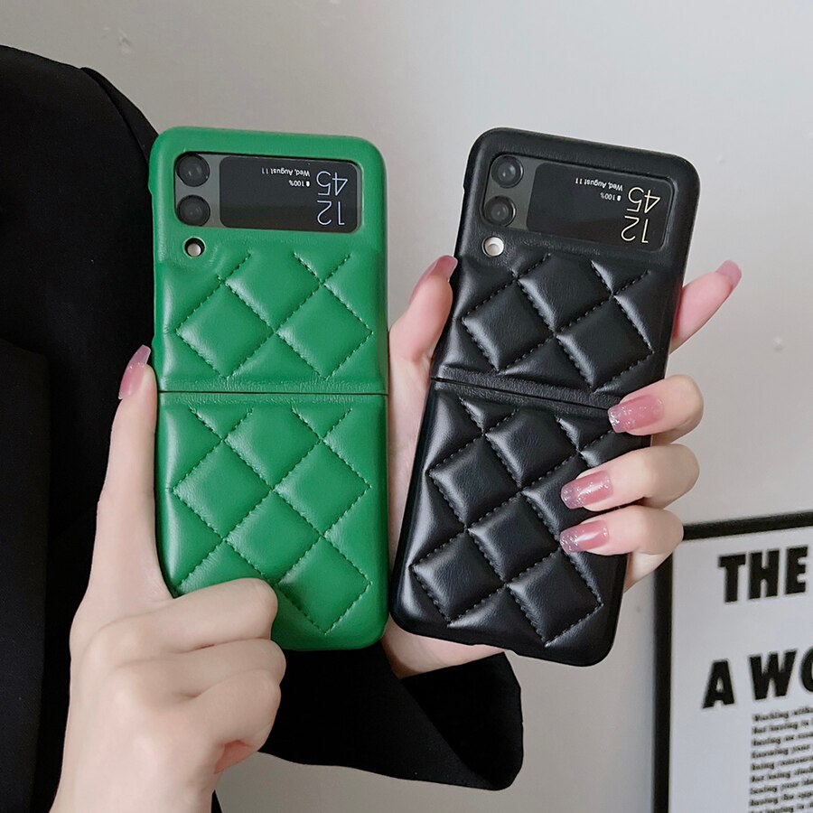 New Fashion Lattice Down Jacket Phone Case For Samsung Galaxy Z Flip Series