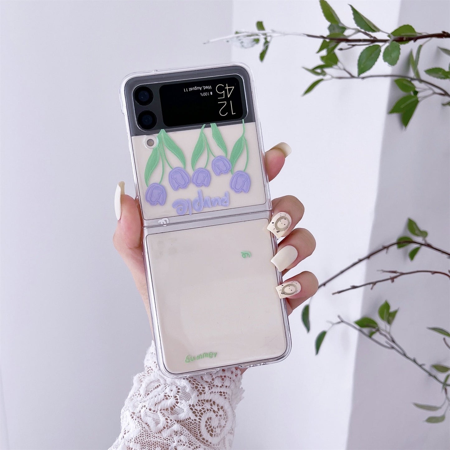 Cute Purple Tulip Case for Samsung Galaxy Z Flip 4
