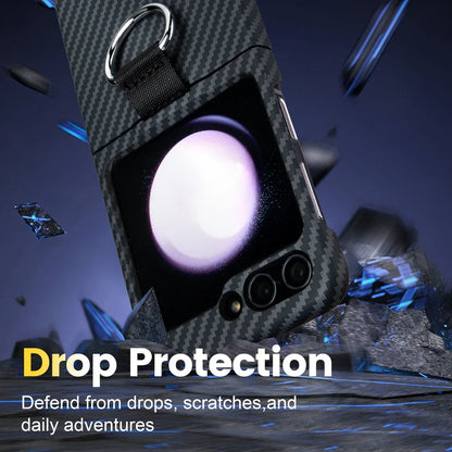 Shockproof Carbon Fiber Case with Ring Holder for Samsung Galaxy Z Flip 7 & 6