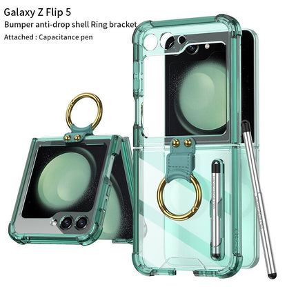 Transparent Shockproof Case with Ring holder for Samsung Galaxy Z Flip