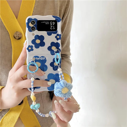 Cute Blue Flower Case for Samsung Galaxy Z Flip 7 & 6
