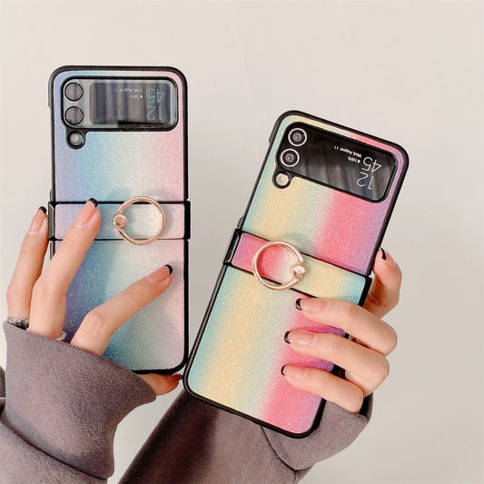 Rainbow Pink Case with Ring Holder for Samsung Galaxy Z Flip 3 & 4