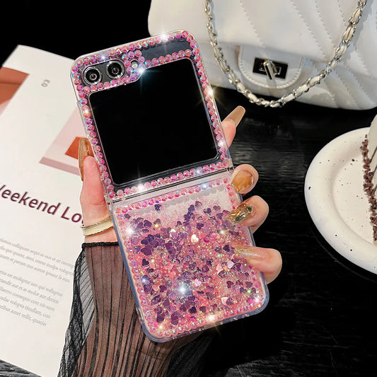 Cute Pearl Diamond Glitter Case for Samsung Galaxy Z Flip 4/5/6/7