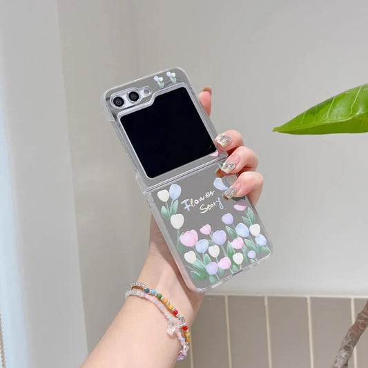 Tulip Flower Mirror Case for Samsung Galaxy Z Flip 4/5/6/7
