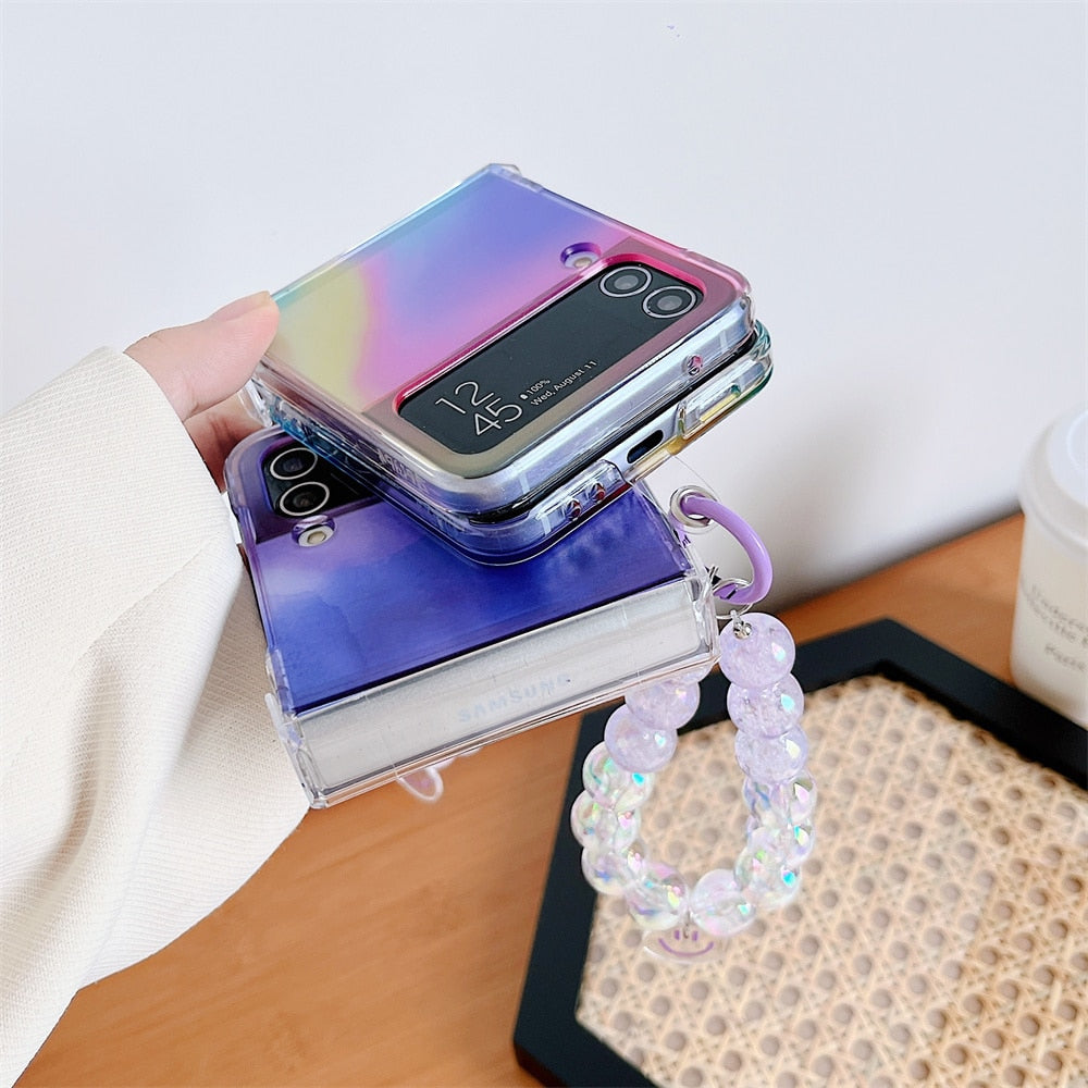 Happy Smile Clear Case  with Bracelet For Samsung Galaxy Z Flip