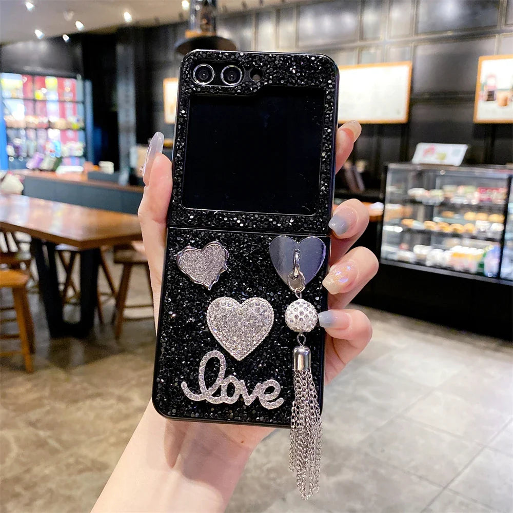 Luxury Heart Diamond Case for Samsung Galaxy Z Flip 7 & 6