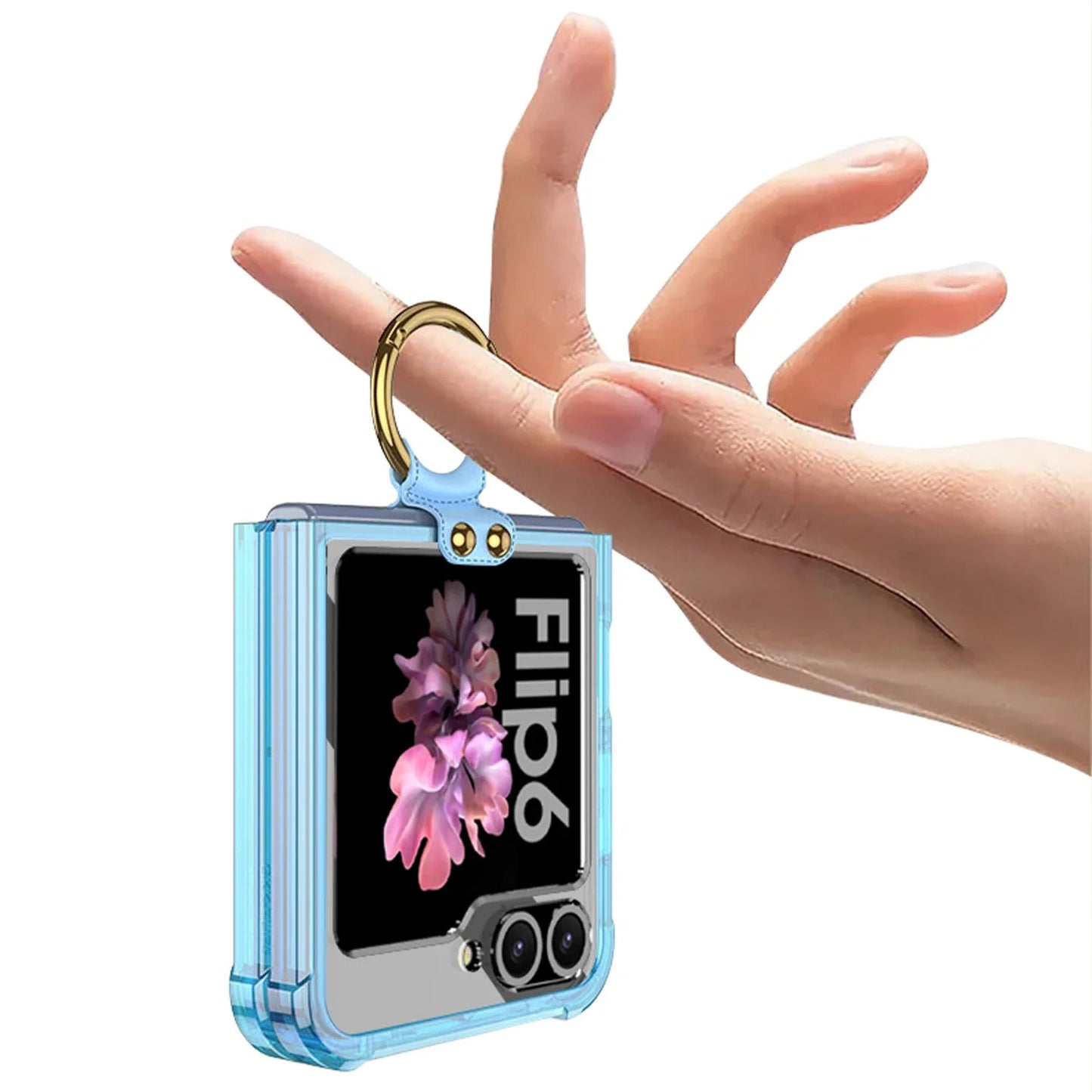 Transparent Shockproof Case with Ring Holder for Samsung Galaxy Z Flip Series