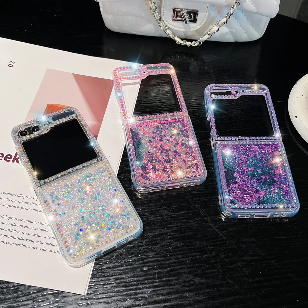 Cute Pearl Diamond Glitter Case for Samsung Galaxy Z Flip 4/5/6/7