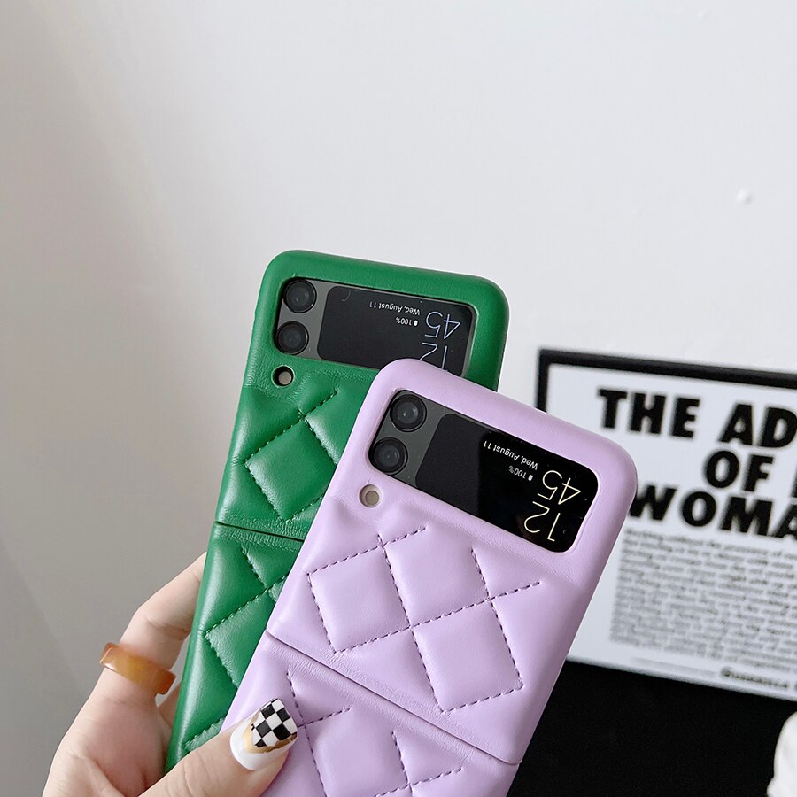 New Fashion Lattice Down Jacket Phone Case For Samsung Galaxy Z Flip Series