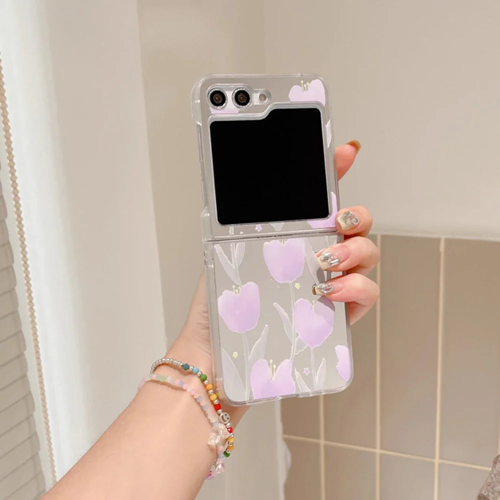 Tulip Flower Mirror Case for Samsung Galaxy Z Flip 4/5/6/7