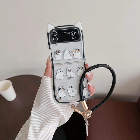 Cute Halloween Cat Ghost Case for Samsung Galaxy Z Flip 4/5/6/7