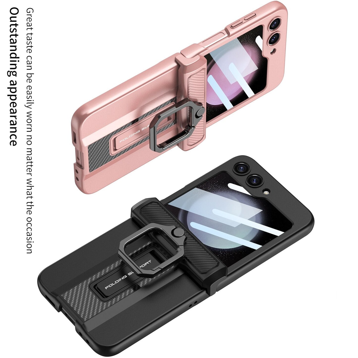 Armor Case with Ring Holder & Magnetic Hinge Protective For Samsung Galaxy Z Flip Series