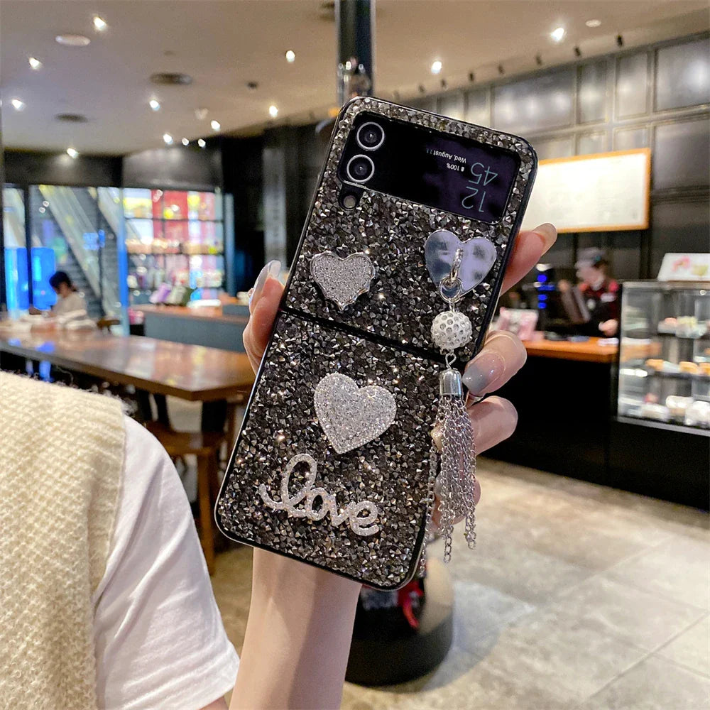 Luxury Heart Diamond Case for Samsung Galaxy Z Flip 7 & 6