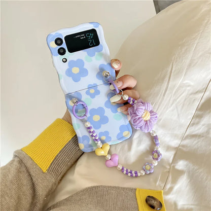 Cute Blue Flower Case for Samsung Galaxy Z Flip 7 & 6
