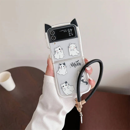 Cute Halloween Cat Ghost Case for Samsung Galaxy Z Flip 4/5/6/7