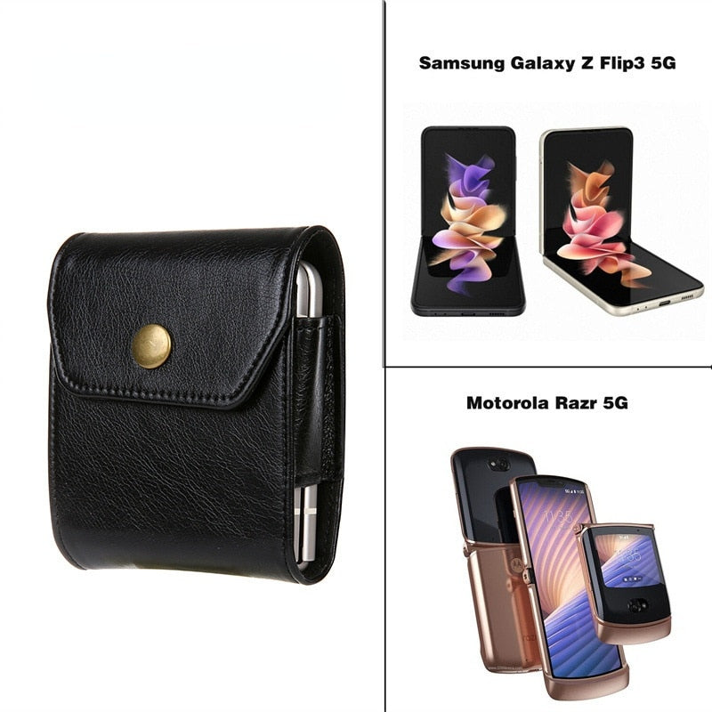 Leather Clip Holster Bag For Samsung Z Flip Series