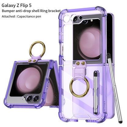 Transparent Shockproof Case with Ring holder for Samsung Galaxy Z Flip