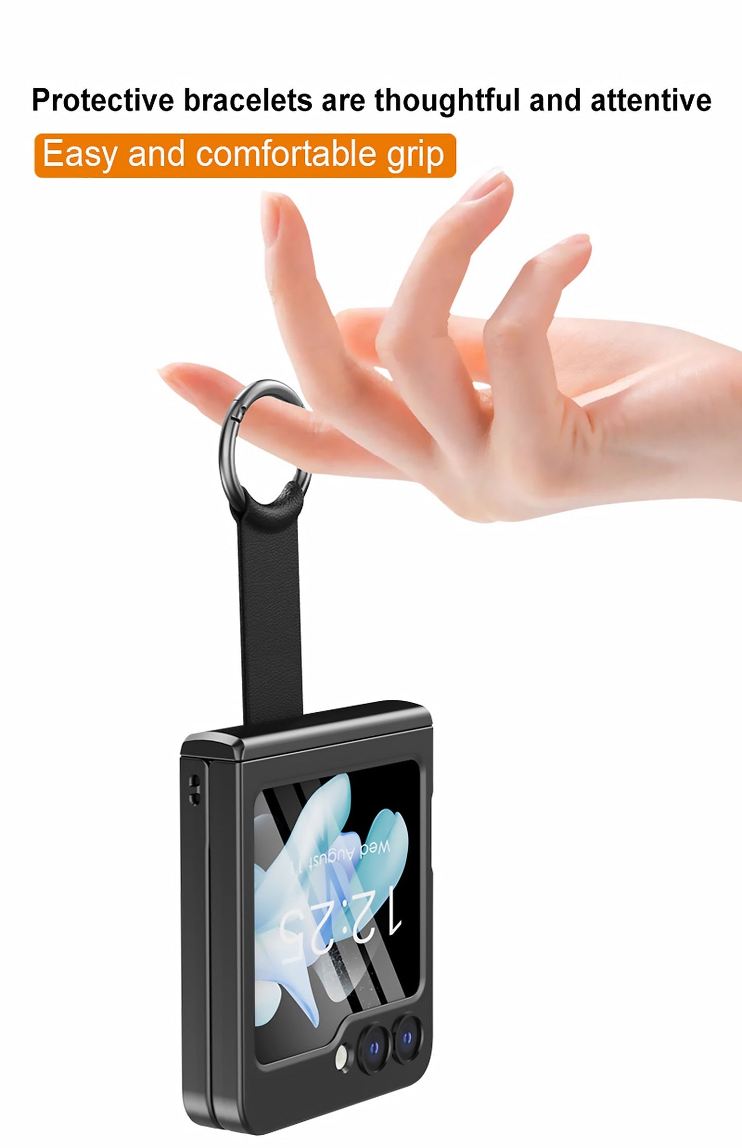 Full Protection Matte Case With Ring Bracket For Samsung Galaxy Z Flip 5 & 4