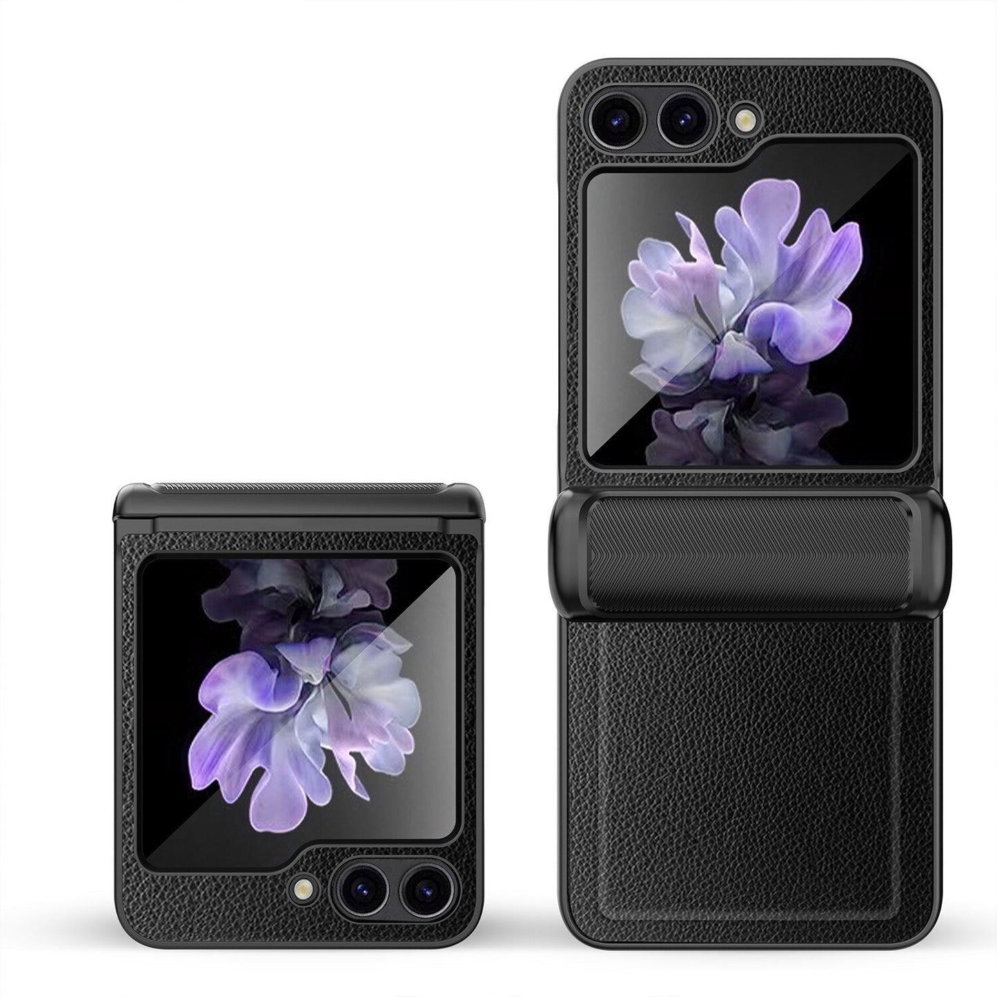 Leather Shockproof Cover with Front Screen Glass For Samsung Galaxy Z Flip