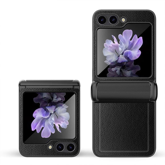 Leather Shockproof Cover with Front Screen Glass For Samsung Galaxy Z Flip