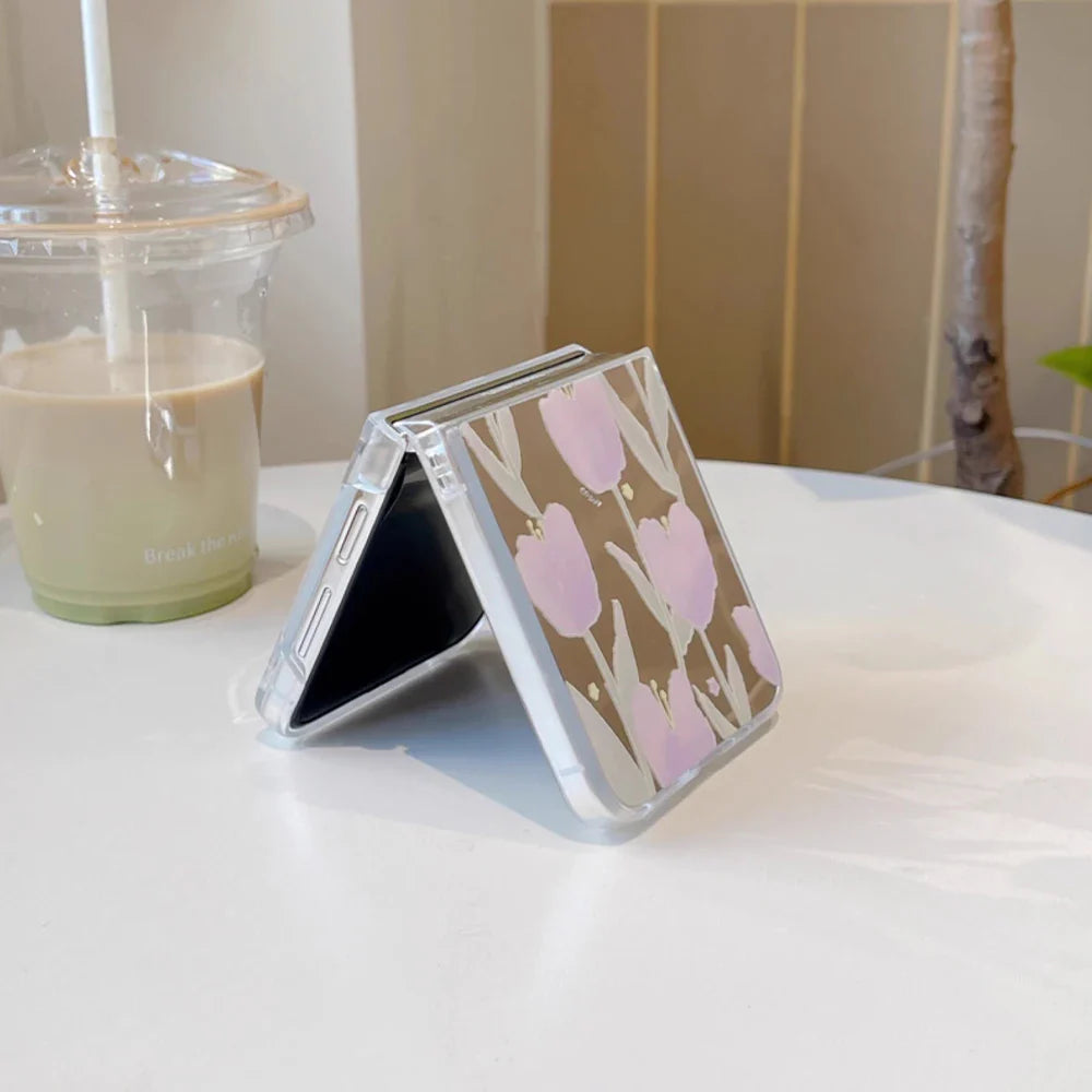 Tulip Flower Mirror Case for Samsung Galaxy Z Flip 4/5/6/7
