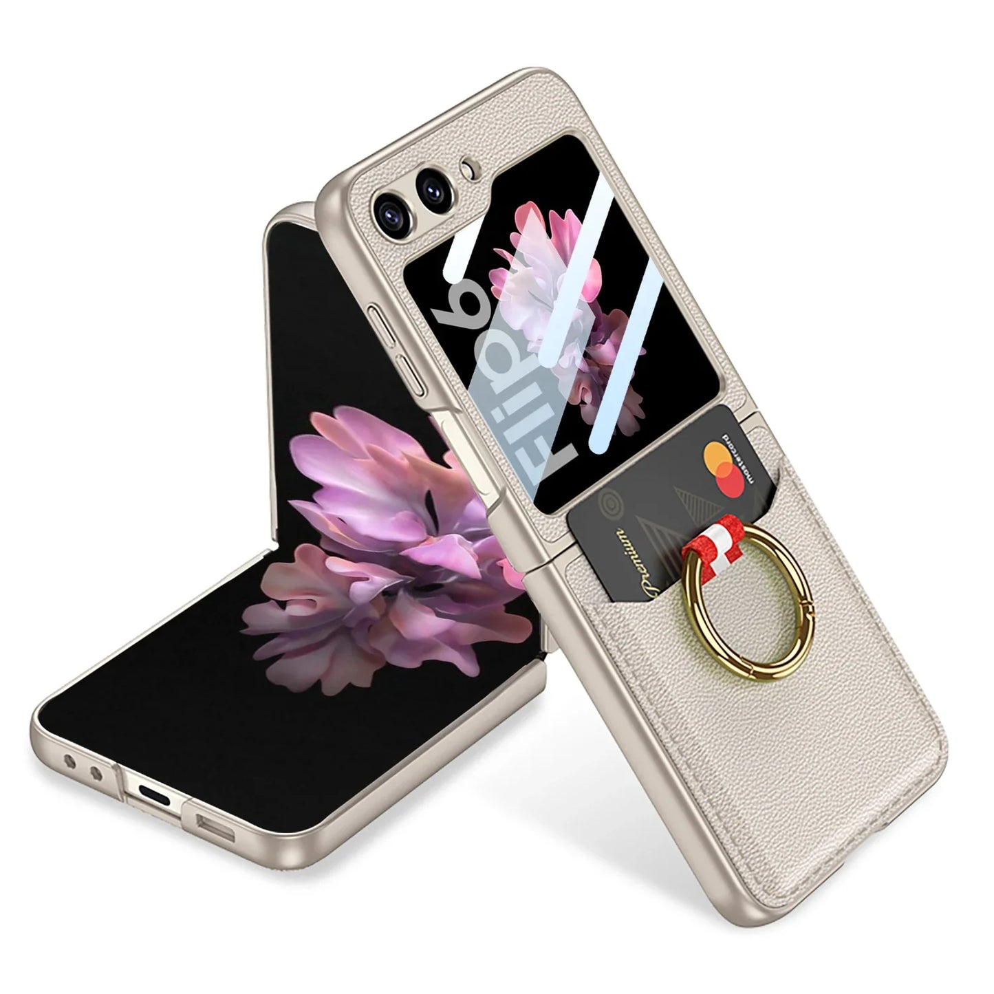 Leather Case with Ring Holder for Samsung Galaxy Z Flip Series